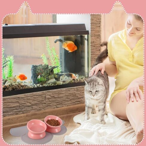 2 Pcs Ceramic Elevated Cat Bowls 15° Ceramic Tilted Cat Bowls with Silicone Non Slip Mat Raised Cat Food Water Bowls Set Anti Vomiting Microwave Dishwasher Safe for Indoor Cats Dogs, White in Saudi Arabia