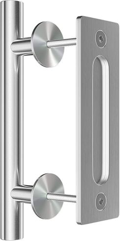 SMARTSTANDARD 10 Inch Sliding Barn Door Handle, Pull and Flush Hardware Set, Stainless Steel, Large Rustic Two-Side Design, Round in Saudi Arabia
