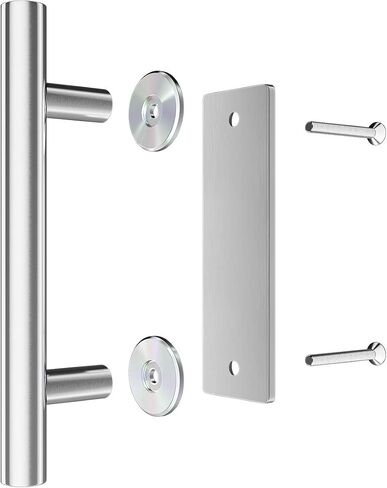 SMARTSTANDARD 10 Inch Sliding Barn Door Handle, Pull and Flush Hardware Set, Stainless Steel, Large Rustic Two-Side Design, Round in Saudi Arabia