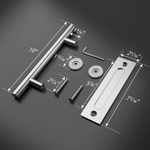 SMARTSTANDARD 10 Inch Sliding Barn Door Handle, Pull and Flush Hardware Set, Stainless Steel, Large Rustic Two-Side Design, Round in Saudi Arabia
