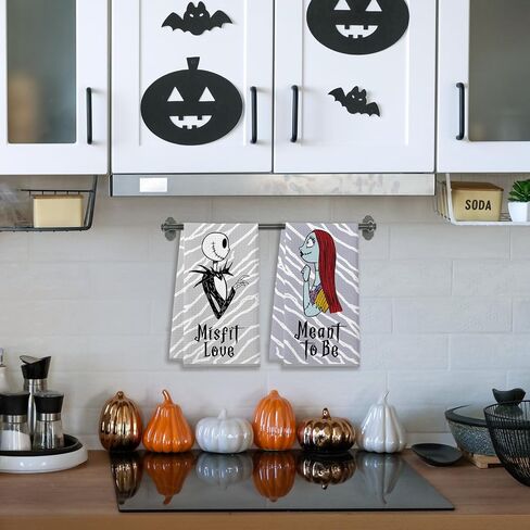 Cheroloven Nightmare Before Christmas مناشف المطبخ، ديكورات حمام المطبخ للهالوين، عبوتان من مناشف اليد المضحكة للهالوين، جاك سالي ديكور المنزل القوطي in Saudi Arabia