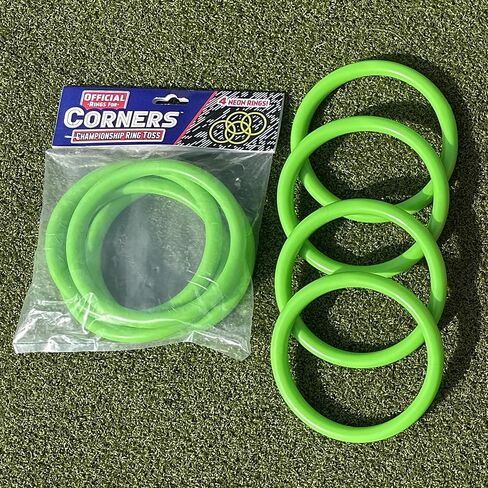 CORNERS Championship Ring Toss – Official 4 Piece Ring Set for Indoor and Outdoor Use. Flexible Polypropylene Rings for Indoor and Outdoor Play. Green, Orange, and Magenta-Pink Sets. in Saudi Arabia
