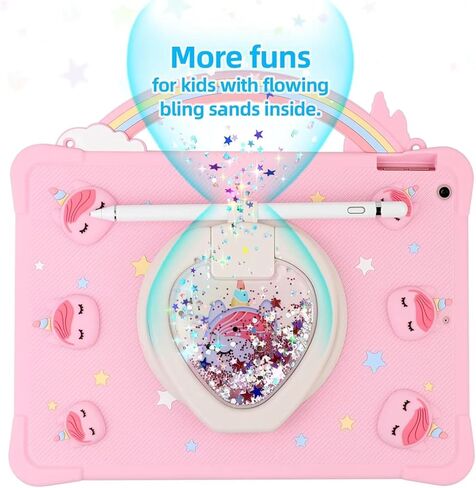[Super Cute Rainbow Handle Unicorn Case] iPad Mini 5 2019/Mini 4 2015 (5th/4th Generation 7.9 inch) Pop it Case Cover for Kids Girls with Hand Strap and 360° Rotating Stand - Purple in Saudi Arabia