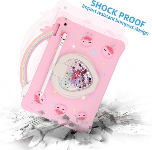 [Super Cute Rainbow Handle Unicorn Case] iPad Mini 5 2019/Mini 4 2015 (5th/4th Generation 7.9 inch) Pop it Case Cover for Kids Girls with Hand Strap and 360° Rotating Stand - Purple in Saudi Arabia