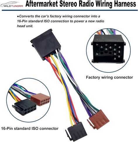 WildTundra Universal Car Stereo Female Socket Radio ISO Wiring Harness Adapter, Car Audio Video Wire Cable Power Speaker Connector (2pcs) in Kuwait