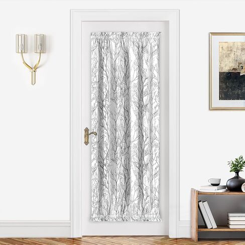 DriftAway شجرة فرع ستارة الباب الجانبية الستار الحراري قضيب الجيب غرفة سواد الخصوصية لوحة الباب الأمامي ستارة واحدة مع Tieback قابل للتعديل 52 بوصة بنسبة 72 بوصة رمادي in Kuwait