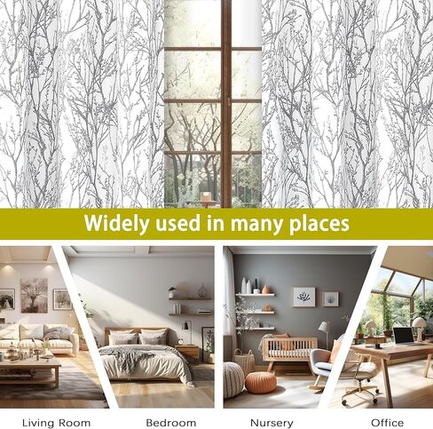 DriftAway شجرة فرع ستارة الباب الجانبية الستار الحراري قضيب الجيب غرفة سواد الخصوصية لوحة الباب الأمامي ستارة واحدة مع Tieback قابل للتعديل 52 بوصة بنسبة 72 بوصة رمادي in Kuwait