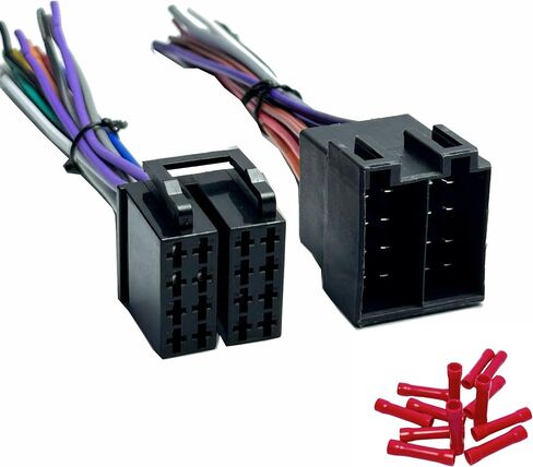 WildTundra Universal Car Stereo Female Socket Radio ISO Wiring Harness Adapter, Car Audio Video Wire Cable Power Speaker Connector (2pcs) in Kuwait