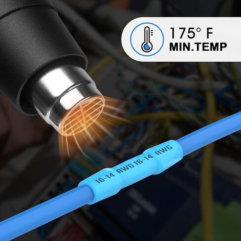 210PCS Heat Shrink Butt Connectors,16-14 Awg Blue Insulated Waterproof Electrical Wire Connectors,Tinned Red Copper,Automotive Marine Grade Wire Crimp Terminals Butt Splices for Boat,Cable, Wiring in Saudi Arabia