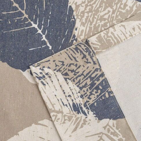 VOGOL Faux Linen Curtains 63 Inch Length, Orange Flowers Printed Solid Window Treatment, 2 Panels Light Filtering Grommet Drapes for Bay Window, 52 x 63, Orange & Green in Kuwait