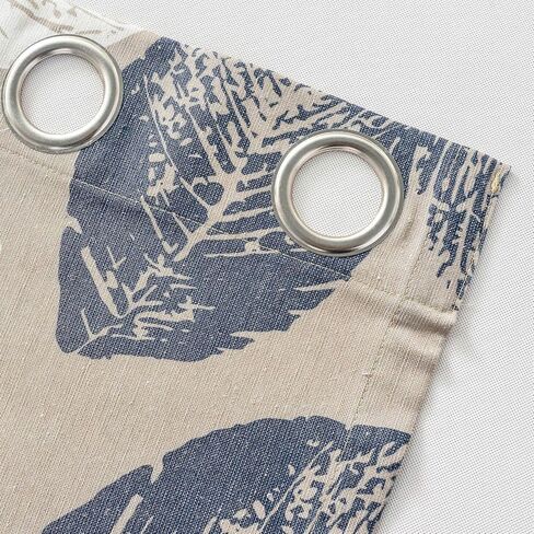 VOGOL Faux Linen Curtains 63 Inch Length, Orange Flowers Printed Solid Window Treatment, 2 Panels Light Filtering Grommet Drapes for Bay Window, 52 x 63, Orange & Green in Kuwait