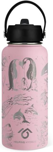 Oceans Water Bottle with Straw Lid | 32 oz Engraved Stainless Steel Insulated with Strap | Ocean, Sea & Beach Themed in Saudi Arabia