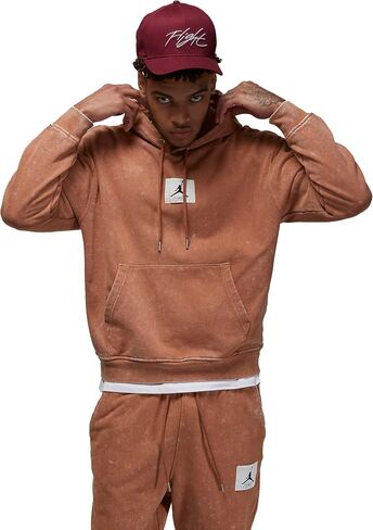 Nike Mens Jordan Flight Fleece Men's Washed Pullover Hoodie (US, Alpha, Large, Regular, Regular, Cardinal/Black) in Saudi Arabia
