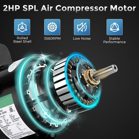محرك ضاغط هواء SPL 2 HP، محرك كهربائي 3450 دورة في الدقيقة 56 إطارًا، 115/230 فولت، طول العمود 1.88 بوصة، عمود بمفتاح 5/8 بوصة، دوران مزدوج CW/CCW لمعدات الأغراض العامة لضاغط الهواء in Saudi Arabia