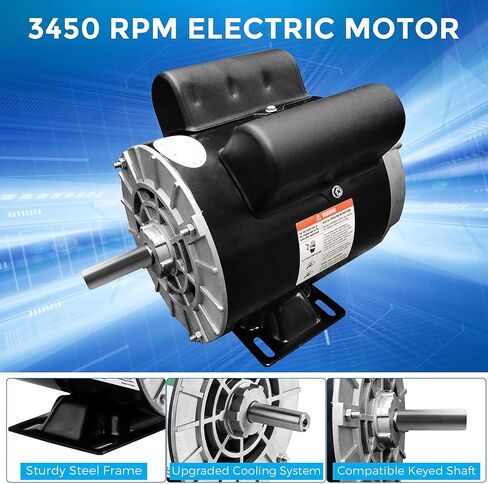 محرك ضاغط هواء SPL 2 HP، محرك كهربائي 3450 دورة في الدقيقة 56 إطارًا، 115/230 فولت، طول العمود 1.88 بوصة، عمود بمفتاح 5/8 بوصة، دوران مزدوج CW/CCW لمعدات الأغراض العامة لضاغط الهواء in Saudi Arabia