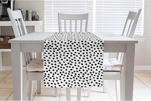 HOSNYE Table Runner Polka Dots,Brush Strokes Dots,Cotton Linen Table Runner Decoration for Kitchen Family Dinner Table Holiday Party Farmhouse Style 13 x 72 Inch in Kuwait