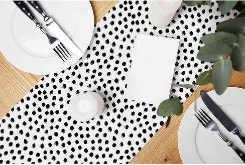 HOSNYE Table Runner Polka Dots,Brush Strokes Dots,Cotton Linen Table Runner Decoration for Kitchen Family Dinner Table Holiday Party Farmhouse Style 13 x 72 Inch in Kuwait