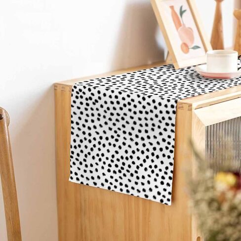 HOSNYE Table Runner Polka Dots,Brush Strokes Dots,Cotton Linen Table Runner Decoration for Kitchen Family Dinner Table Holiday Party Farmhouse Style 13 x 72 Inch in Kuwait