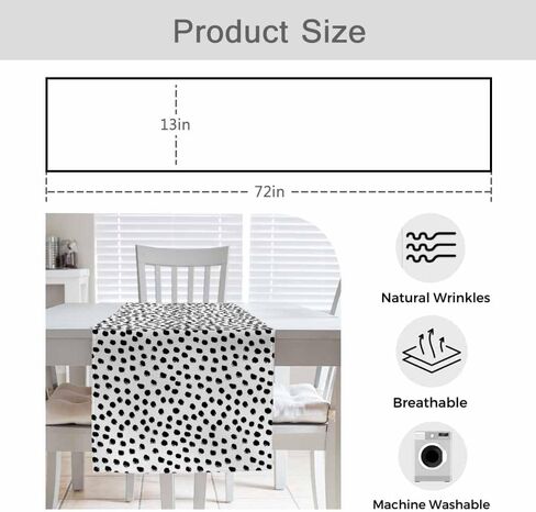 HOSNYE Table Runner Polka Dots,Brush Strokes Dots,Cotton Linen Table Runner Decoration for Kitchen Family Dinner Table Holiday Party Farmhouse Style 13 x 72 Inch in Kuwait