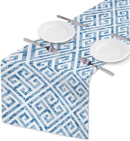 HOSNYE مفرش طاولة منقط، نقاط ضربات الفرشاة، مفرش طاولة من القطن والكتان لتزيين طاولة عشاء الأسرة والمطبخ، طراز بيت المزرعة 13 × 72 بوصة in Kuwait