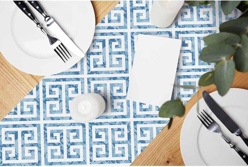 HOSNYE مفرش طاولة منقط، نقاط ضربات الفرشاة، مفرش طاولة من القطن والكتان لتزيين طاولة عشاء الأسرة والمطبخ، طراز بيت المزرعة 13 × 72 بوصة in Kuwait