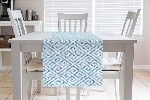 HOSNYE مفرش طاولة منقط، نقاط ضربات الفرشاة، مفرش طاولة من القطن والكتان لتزيين طاولة عشاء الأسرة والمطبخ، طراز بيت المزرعة 13 × 72 بوصة in Kuwait