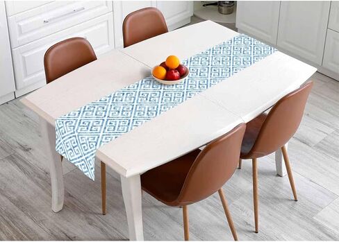 HOSNYE مفرش طاولة منقط، نقاط ضربات الفرشاة، مفرش طاولة من القطن والكتان لتزيين طاولة عشاء الأسرة والمطبخ، طراز بيت المزرعة 13 × 72 بوصة in Kuwait