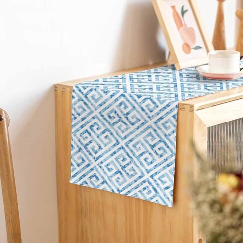 HOSNYE مفرش طاولة منقط، نقاط ضربات الفرشاة، مفرش طاولة من القطن والكتان لتزيين طاولة عشاء الأسرة والمطبخ، طراز بيت المزرعة 13 × 72 بوصة in Kuwait