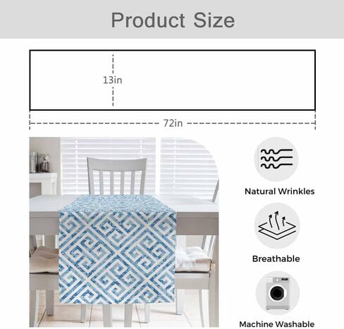 HOSNYE مفرش طاولة منقط، نقاط ضربات الفرشاة، مفرش طاولة من القطن والكتان لتزيين طاولة عشاء الأسرة والمطبخ، طراز بيت المزرعة 13 × 72 بوصة in Kuwait