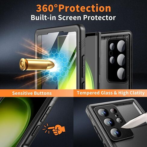 حافظة Cozycase لهاتف Samsung Galaxy S23 Ultra مقاومة للماء - حماية شديدة التحمل لكامل الجسم 360 درجة / مقاومة للصدمات / الغبار / مزدوجة / أمامية وخلفية / IP68 / S 23 حافظة حماية فائقة مع واقي شاشة / كاميرا نحيف in Saudi Arabia