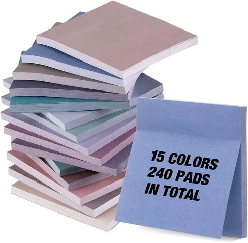 240 Pads 3 x 3 Inch Sticky Notes Notepads Multi Bright Colors Self Sticky Pads Post Notes for Students Teachers School Office Supply Desk Accessory 15 Colors, 50 Sheets Each (Neon,Blank) in Saudi Arabia