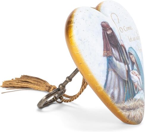 DEMDACO O Come Let Us Adore Him Blue 4 x 3 Resin Stone Art Heart Christmas Keepsake Figurine in Saudi Arabia