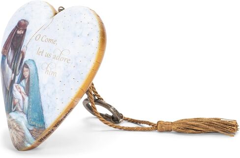 DEMDACO O Come Let Us Adore Him Blue 4 x 3 Resin Stone Art Heart Christmas Keepsake Figurine in Saudi Arabia