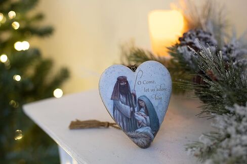 DEMDACO O Come Let Us Adore Him Blue 4 x 3 Resin Stone Art Heart Christmas Keepsake Figurine in Saudi Arabia