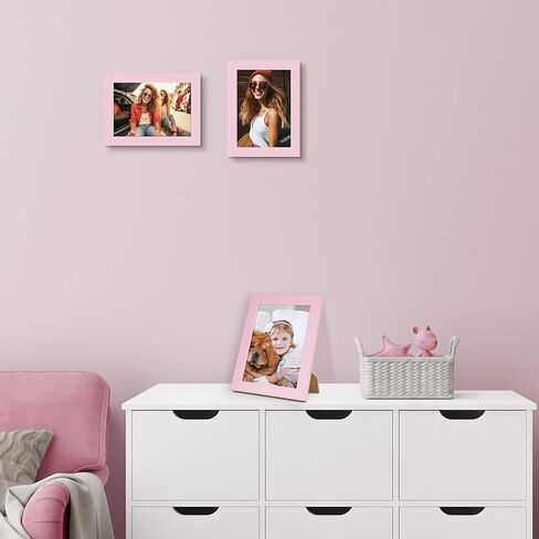 Space Art Deco، إطار صورة مقاس 5X7، مجموعة مكونة من 3 إطارات صور وردية - إطار مجمعة للصور ملونة نابضة بالحياة، زجاج عالي الدقة للتركيب على الحائط أو عرض الطاولة in Saudi Arabia