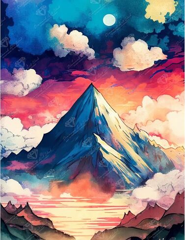 مجموعة الرسم الماسي لأشجار أزهار الكرز من DIAMOND ART CLUB، حرف يدوية ممتعة للبالغين وجميع الأعمار، قماش فني مستدير للمبتدئين، 17 بوصة × 13 بوصة (42.6 × 32.8 سم) in Kuwait