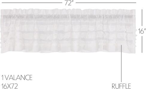 ستائر نافذة المطبخ ذات الجيب الأبيض من VHC Brands Farmhouse مقاس 40.64 سم × 152.4 سم in Kuwait