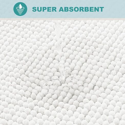 2PCS Memory Foam Bathroom Rug 20"×32",Thick Soft Absorbent Chenille, Rubber Backing Quick Dry Microfiber Mats, Water Absorbent Rain Showers and Under The Sink(Bright White) in Saudi Arabia