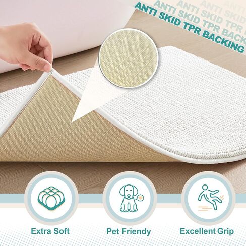 2PCS Memory Foam Bathroom Rug 20"×32",Thick Soft Absorbent Chenille, Rubber Backing Quick Dry Microfiber Mats, Water Absorbent Rain Showers and Under The Sink(Bright White) in Saudi Arabia
