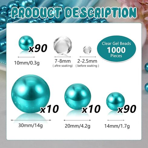 200PCS Pink Floating Pearls, Pink Marbles for Vases, Pink Floating Beads for Centerpiece Vases, Pink Vase Filler Faux Pearls, No Holes Pink Filler Beads for Party Wedding Decor, 10/14/20/30mm in Kuwait