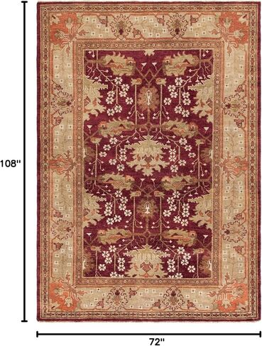 سجادة SAFAVIEH Oshak Collection - 4 × 6 بوصة، أحمر وأخضر، صوف شرقي تقليدي معقود يدويًا، مثالية للمناطق ذات حركة المرور العالية في المدخل، وغرفة المعيشة، وغرفة النوم (OSH108A) in Saudi Arabia