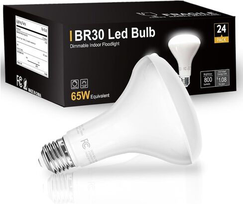 dalattin 12 حزمة BR30 LED لمبات 65W مكافئة، أضواء غامرة داخلية قابلة للتعتيم 5000K ضوء النهار الأبيض، 9W، 800 لومن، قاعدة E26، لمبة إضاءة LED مجوفة لغرفة المعيشة وغرفة النوم والحمام والمطبخ in Saudi Arabia
