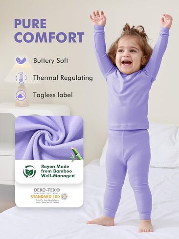مجموعة بيجامات HAPIU رايون من الخيزران للأطفال الصغار، Pjs Baby Kids Girls Boys، Sage & Slate & Beige، 3T in Saudi Arabia