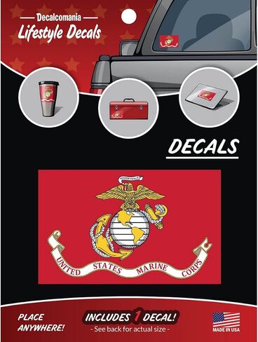 United States Marine Corps Flag Vinyl Vehicle Decals- Large 4" x 6.5" Flag Vinyl Sticker Bumper Stickers - USMC Flag Sticker for Trucks - Window Stickers for Trucks in Saudi Arabia