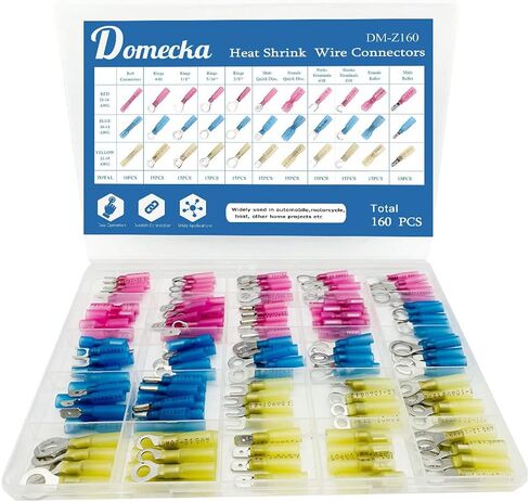 160pcs Heat Shrink Wire connectors Butt connectors Spade Ring Hook Bullet Fork terminals connectors kit, use Automotive Marine Truck Boat Motorcycle Electrical Maintenance in Saudi Arabia