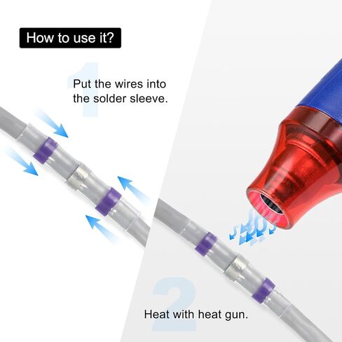 MECCANIXITY 120pcs 26-10 AWG Solder Seal Wire Heat Shrink Butt Connectors Waterproof Solder Sleeve for Marine Stereo, 10xYellow 30xWhite 40xRed 40xBlue in Saudi Arabia