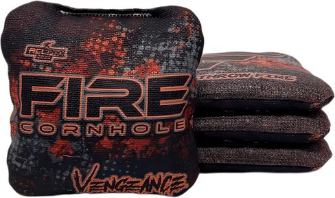 FIRE CORNHOLE | Cornhole Bags | ACL Pro Approved | Weather Resistant | Regulation Size and Weight | Vengeance Series | Set of 4 | Made in The USA in Saudi Arabia