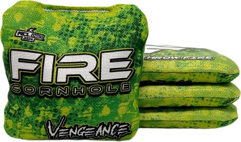 FIRE CORNHOLE | Cornhole Bags | ACL Pro Approved | Weather Resistant | Regulation Size and Weight | Vengeance Series | Set of 4 | Made in The USA in Saudi Arabia