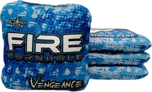 FIRE CORNHOLE | Cornhole Bags | ACL Pro Approved | Weather Resistant | Regulation Size and Weight | Vengeance Series | Set of 4 | Made in The USA in Saudi Arabia
