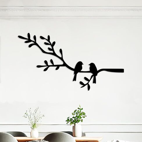 Jidecor Metal Branch Birds Wall Art Decor Black Leaves with Birds Metal Sculpture for Home Balcony Garden Above Bed Living Room Outdoor Wall Hanging Decoration (Black, Small) in Saudi Arabia